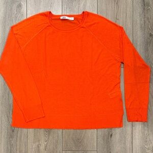 Zara Women's Vibrant Red Crewneck Semi Sheer Sweater Top - Large - NEW